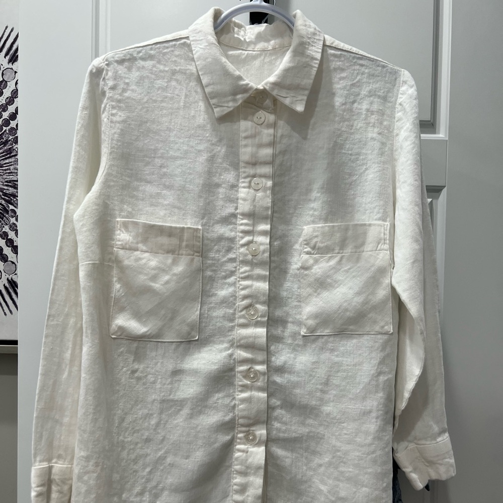 Hand Tailored German Pure Linen Crean Colored Tunic